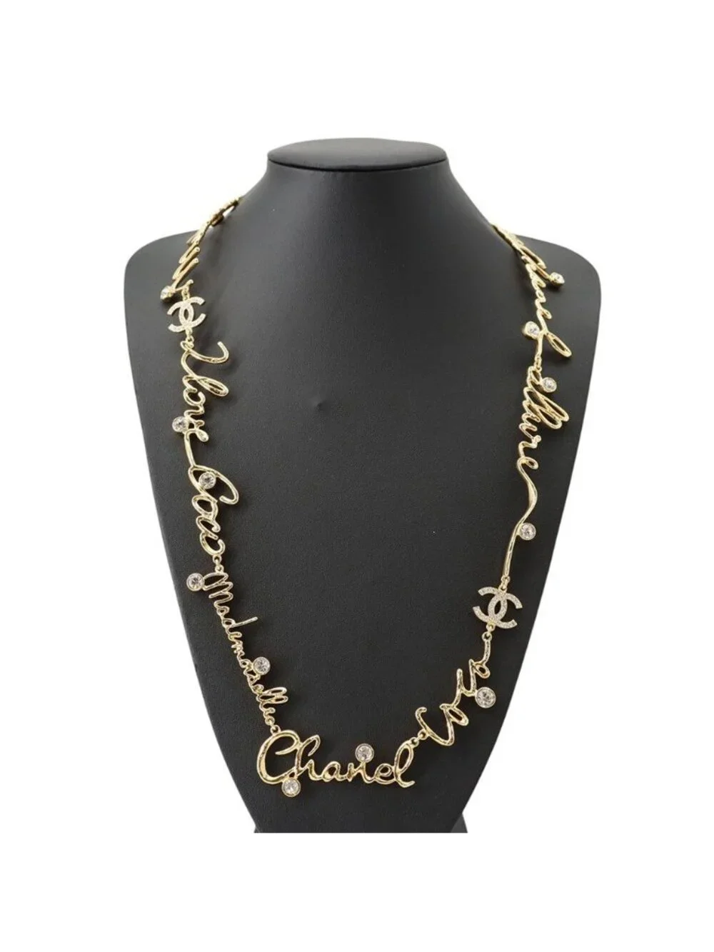 Chanel Necklace I Love CC Logo Rhinestone S Long